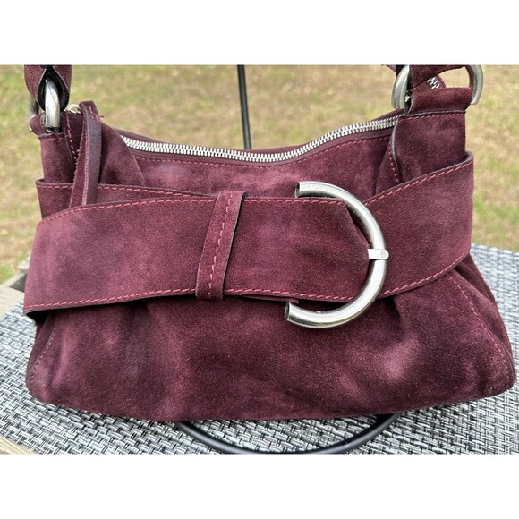 Vintage Andrea Mabiani Italian Suede Shoulder Bag – Bordeaux Wine  Made in Italy - Picture 5 of 16
